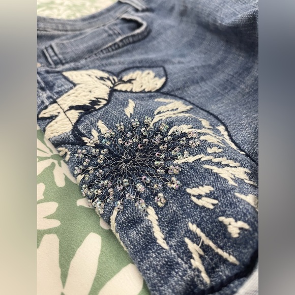 Anthropologie Pilcro embroidered with bead detailing Jean shorts size 30 - Picture 3 of 9